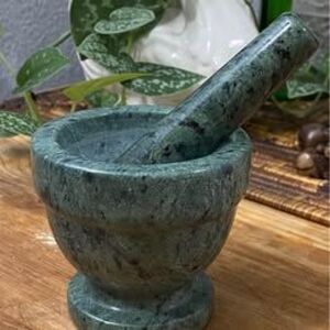 Green Speckled Marble Mortar and Pestle Set